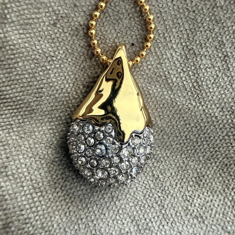 Alexis‎ Bittar Solanales Necklace Teardrop Pendant Pave Crystal Gold Tone 18